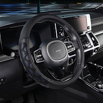 Оплетка SKYWAY Racer-2 M (370-390мм) Черно/Синяя экокожа